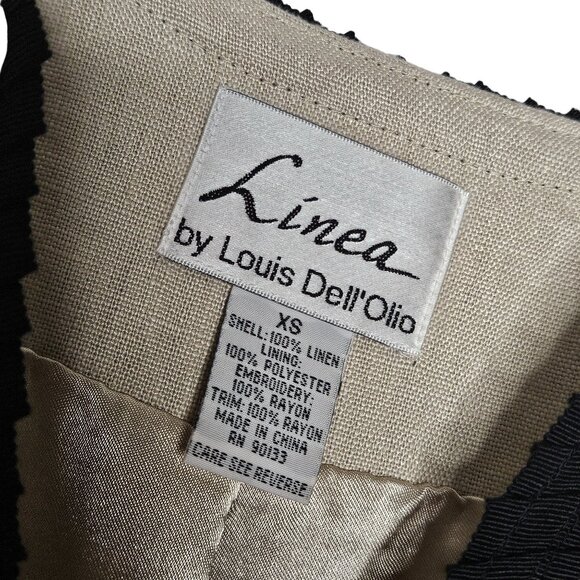 Linea by Louis Dell'Olio Jacket Womens XS Beige Linen Embroidered Artsy Boho - Picture 4 of 10